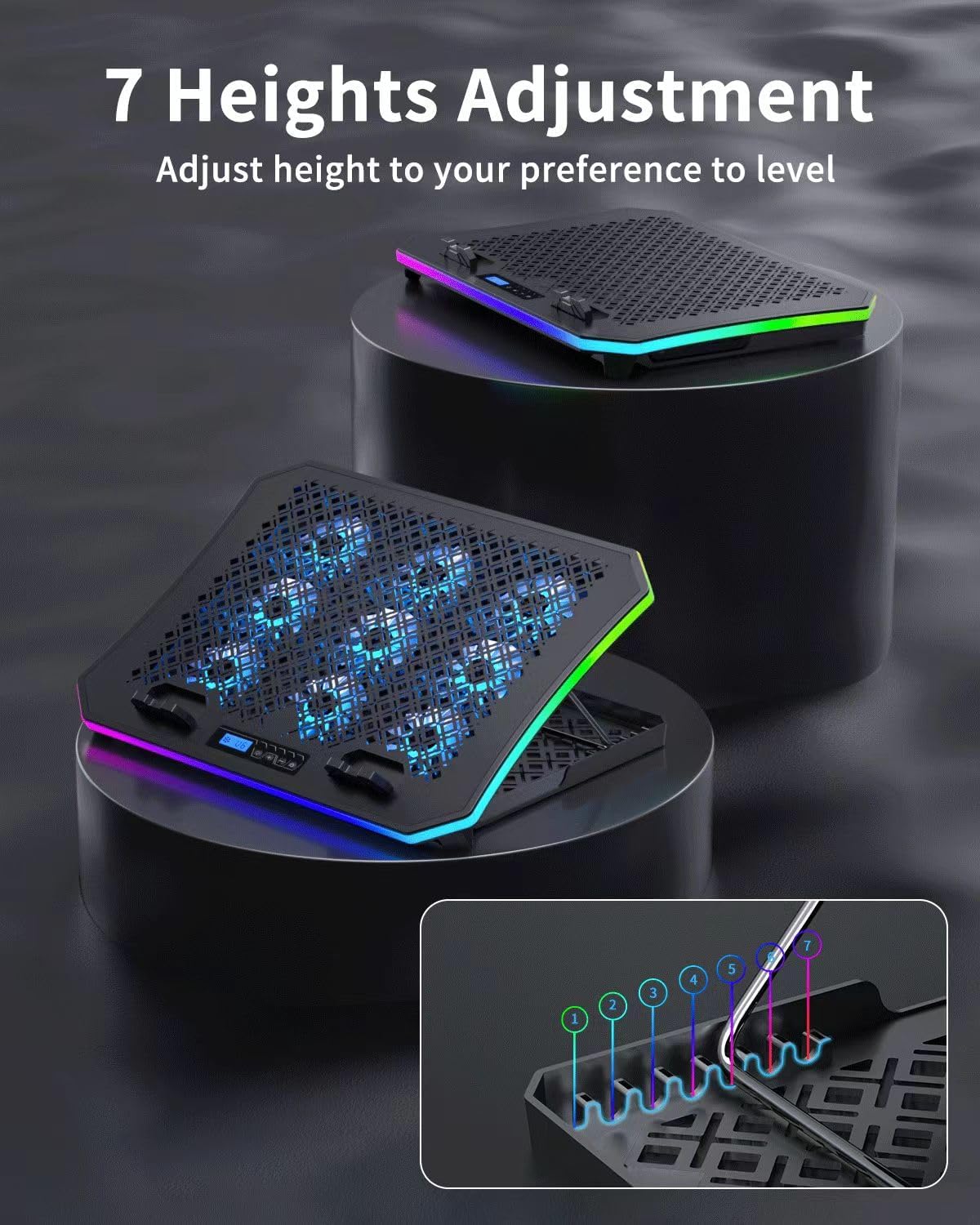 Foto 4 pulgar | Cooler Pad Para Portátil Kevin Actualizado Con 9 Ventiladores Rgb Silenciosos 15.6-17 - Venta Internacional.