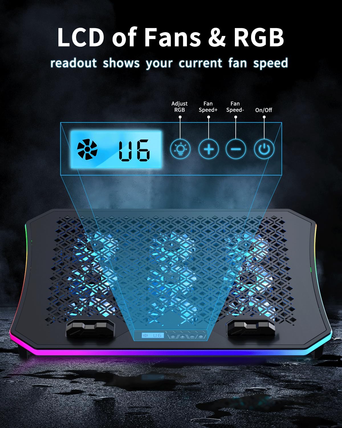 Foto 5 pulgar | Cooler Pad Para Portátil Kevin Actualizado Con 9 Ventiladores Rgb Silenciosos 15.6-17 - Venta Internacional.