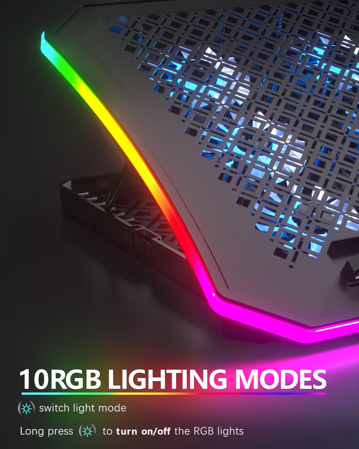 Foto 5 | Cooler Pad Para Portátil Kevin Actualizado Con 9 Ventiladores Rgb Silenciosos 15.6-17 - Venta Internacional.