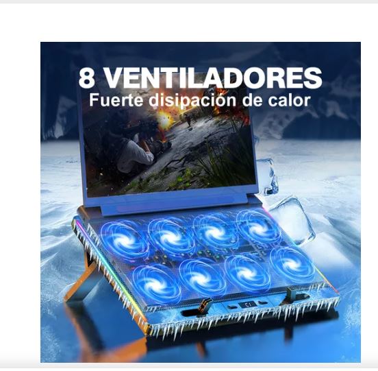 Foto 3 pulgar | Base Enfriadora para Laptop Con 8 Ventiladores