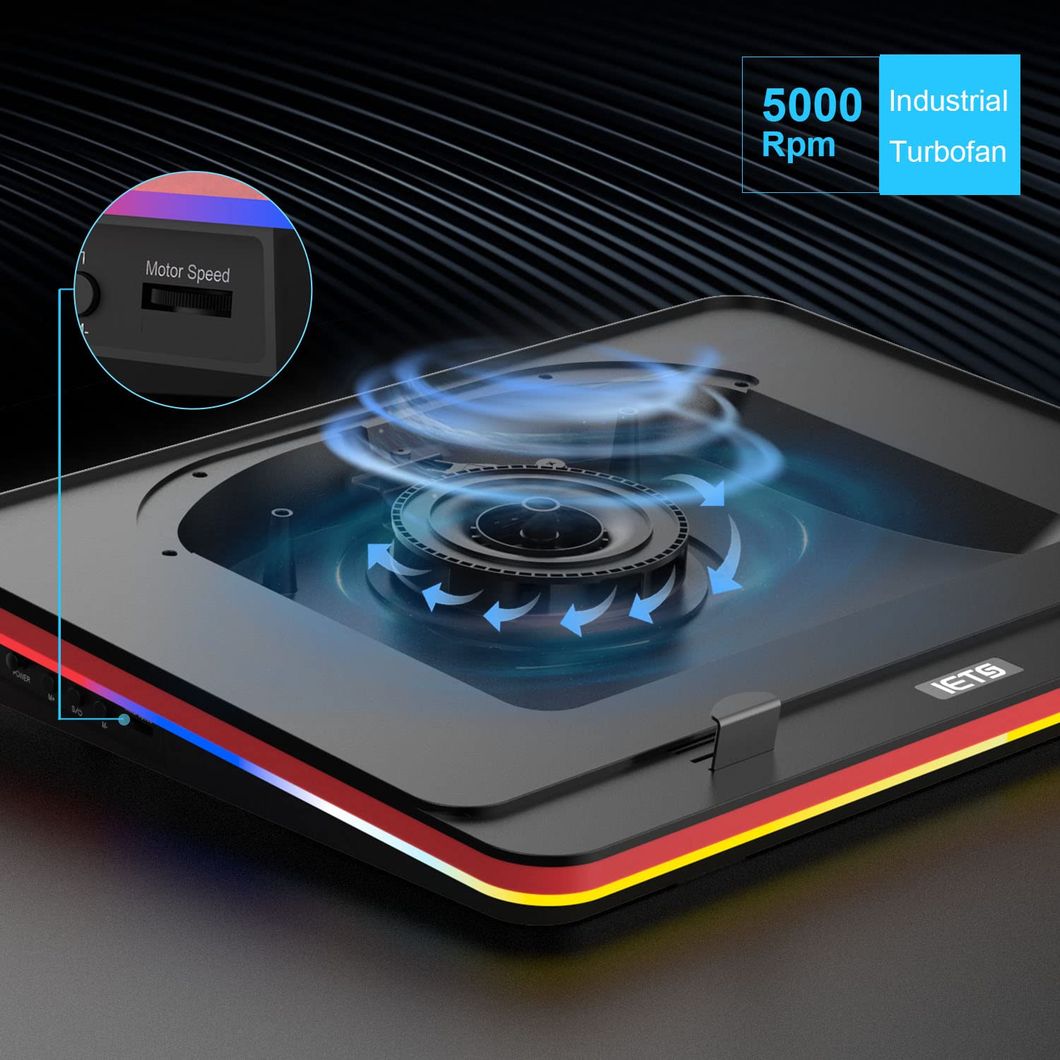Foto 3 pulgar | Almohadilla de Refrigeración para Portátil Iets Gt500 Potente Turboventilador RGB 13-17.3 - Venta Internacional