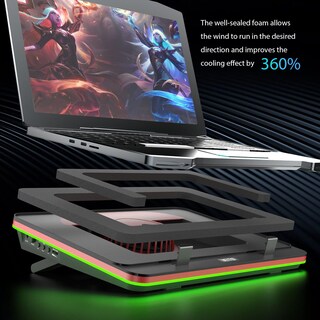 Foto 3 | Almohadilla de Refrigeración para Portátil Iets Gt500 Potente Turboventilador RGB 13-17.3 - Venta Internacional