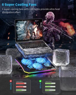 Foto 2 | Almohadilla de Refrigeración para Portátil Kevin Upgrade A8 Rgb Lights 15.6-17.3" - Venta Internacional
