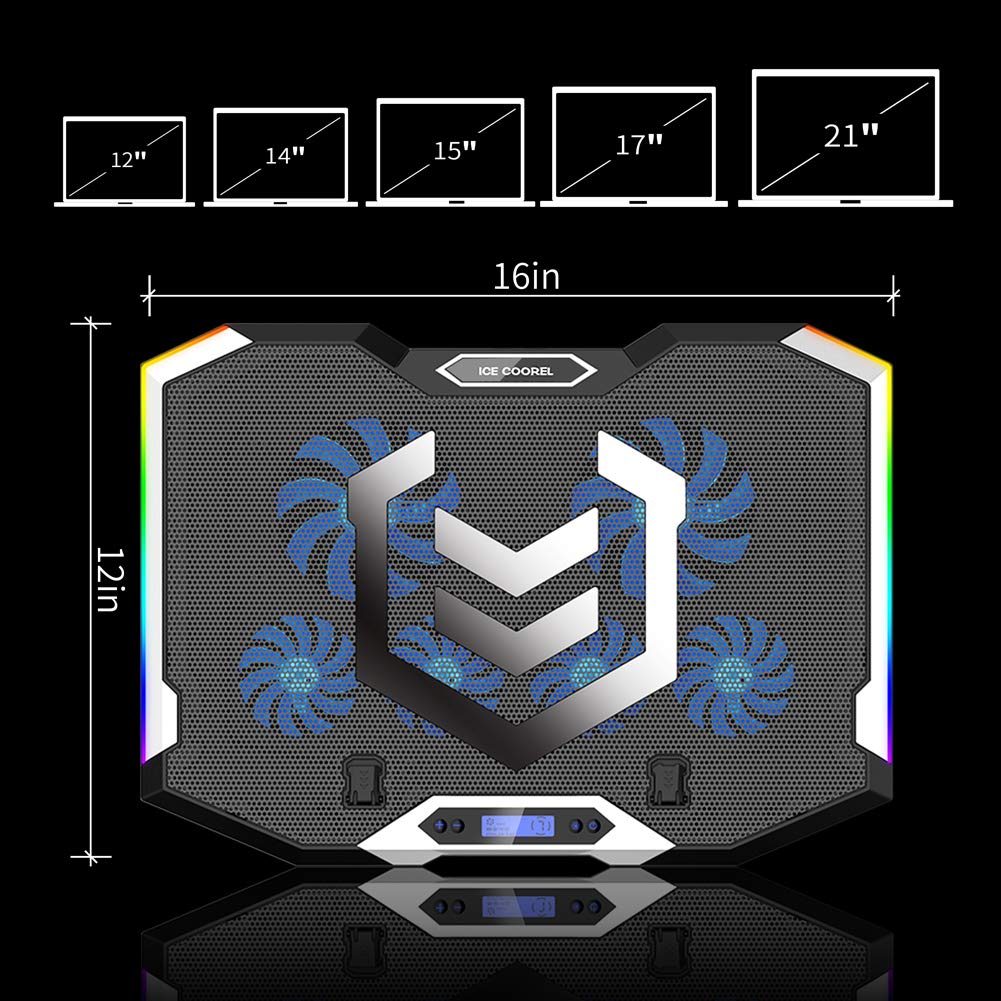 Foto 8 pulgar | Almohadilla de Refrigeración para Portátil Ice Coorel Gaming de 15 a 17.3 " Con 6 Ventiladores - Venta Internacional