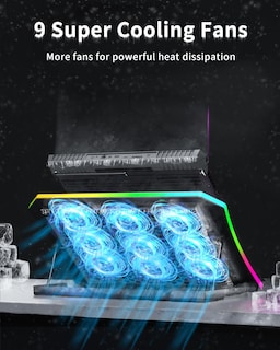 Foto 2 | Cooler Pad para Portátil KeiBn Actualizado con 9 Ventiladores Rgb Silenciosos 15.6-17 - Venta Internacional