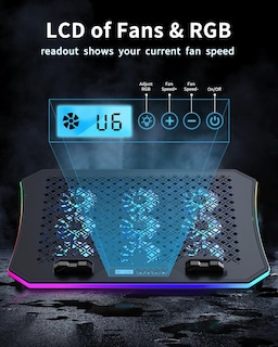 Foto 4 | Cooler Pad para Portátil KeiBn Actualizado con 9 Ventiladores Rgb Silenciosos 15.6-17 - Venta Internacional
