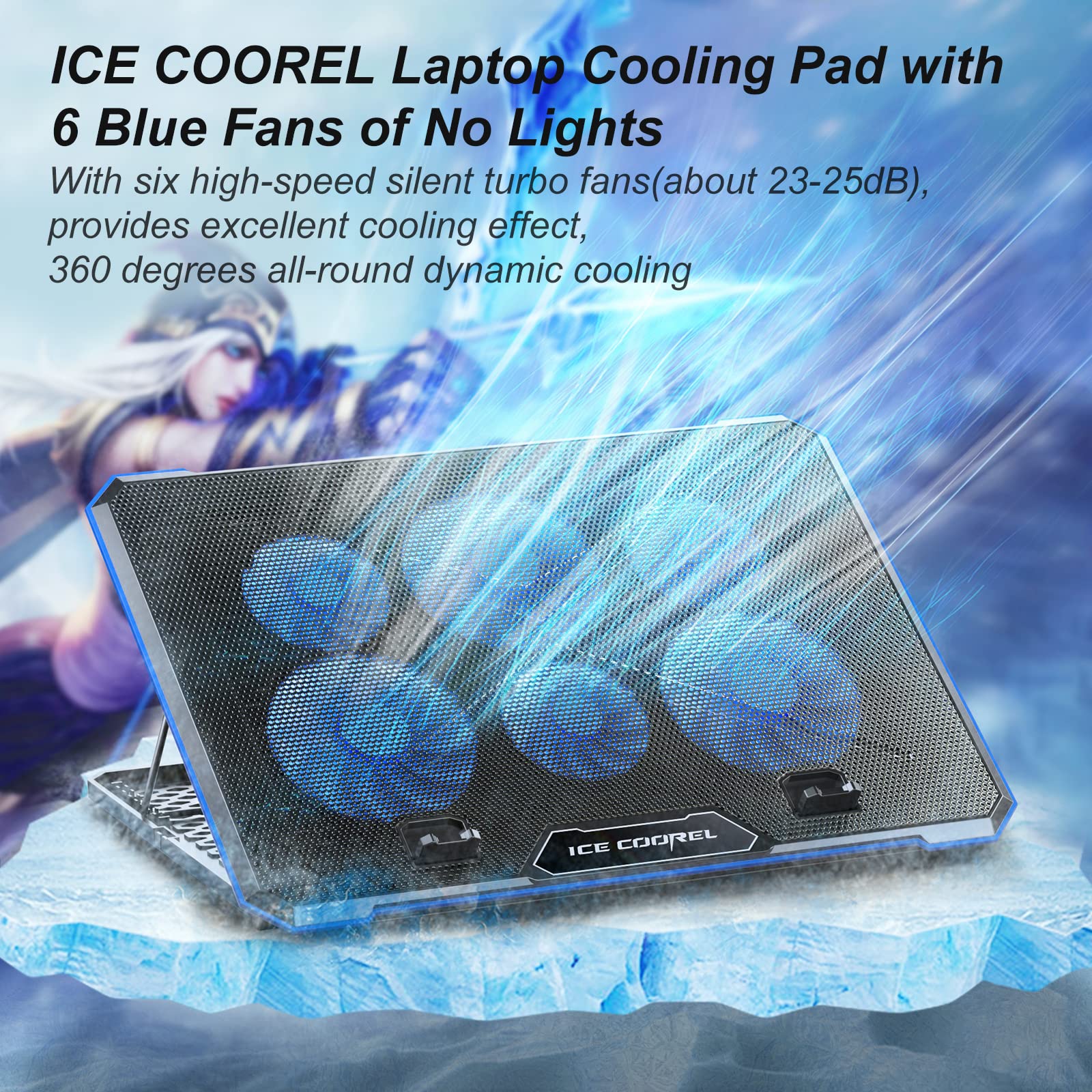 Foto 3 pulgar | Almohadilla de Refrigeración para Portátil con 6 Ventiladores Silenciosos y Altura Ajustable - Venta Internacional