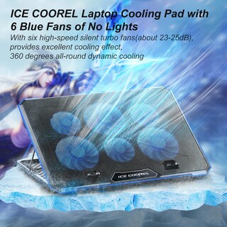 Foto 2 | Almohadilla de Refrigeración para Portátil con 6 Ventiladores Silenciosos y Altura Ajustable - Venta Internacional