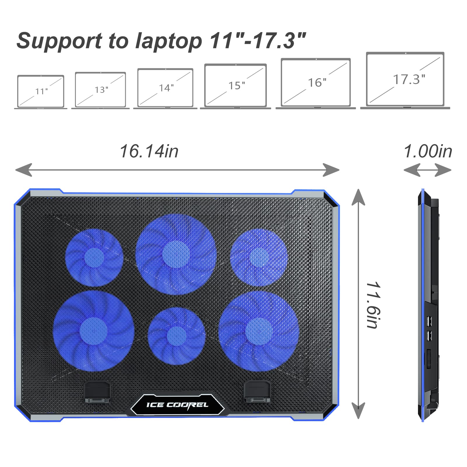 Foto 8 pulgar | Almohadilla de Refrigeración para Portátil con 6 Ventiladores Silenciosos y Altura Ajustable - Venta Internacional