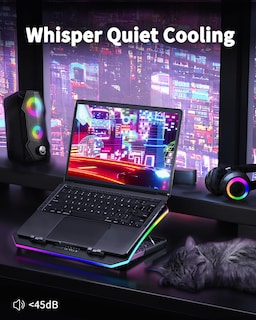 Foto 6 | Cooler Pad para Portátil KeiBn Actualizado con 9 Ventiladores Rgb Silenciosos 15.6-17 - Venta Internacional