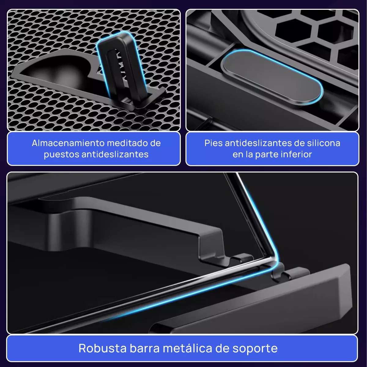 Foto 5 pulgar | Base De Enfriamiento Para Portátil Con 6 Ventiladores Eo Safe Imports Esi-15380 Negro