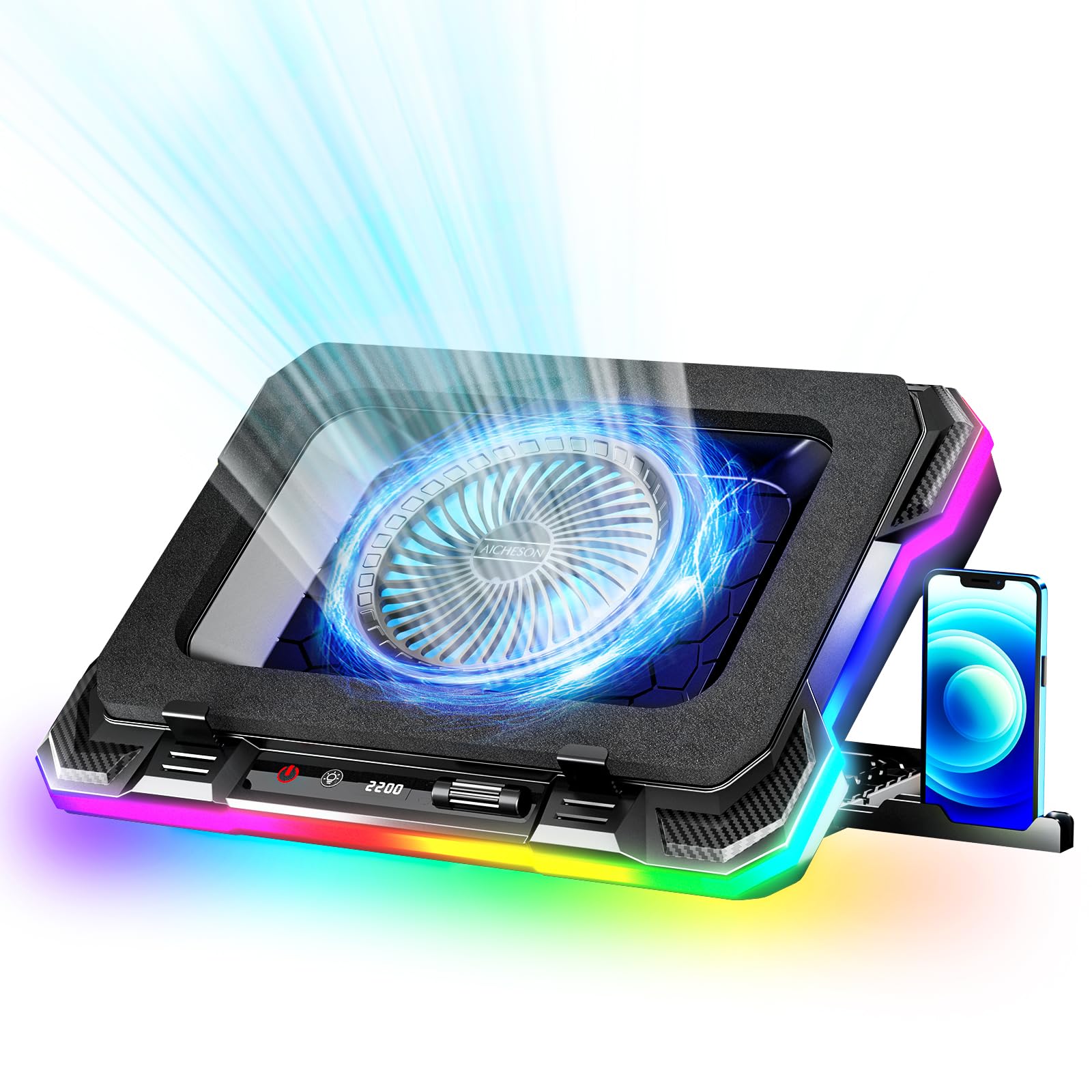 Foto 2 pulgar | Almohadilla De Refrigeración Para Portátil Aicheson Gaming Rgb Con Ventilador De 15 A 19 Pulgadas - Venta Internaciona