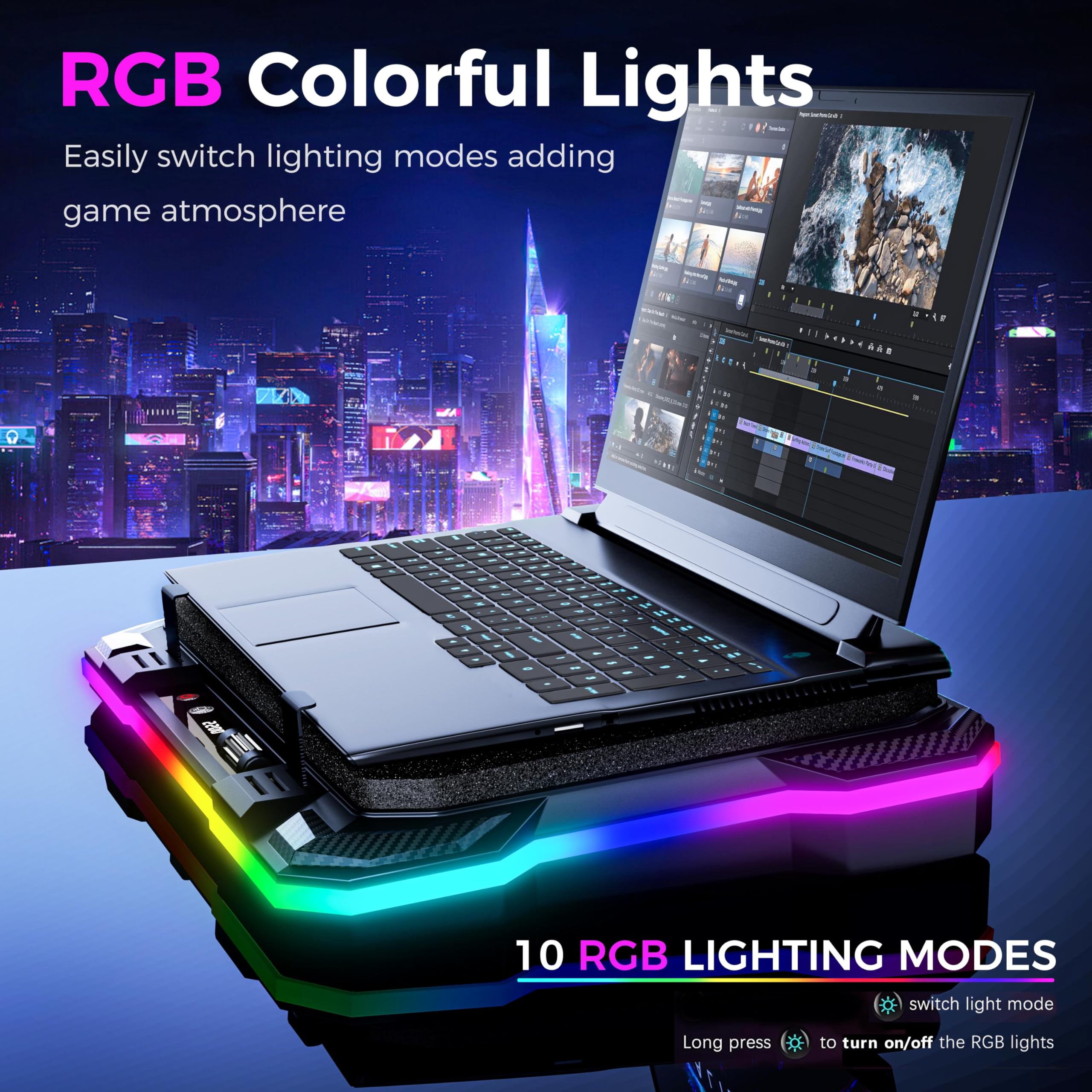 Foto 4 pulgar | Almohadilla De Refrigeración Para Portátil Aicheson Gaming Rgb Con Ventilador De 15 A 19 Pulgadas - Venta Internaciona