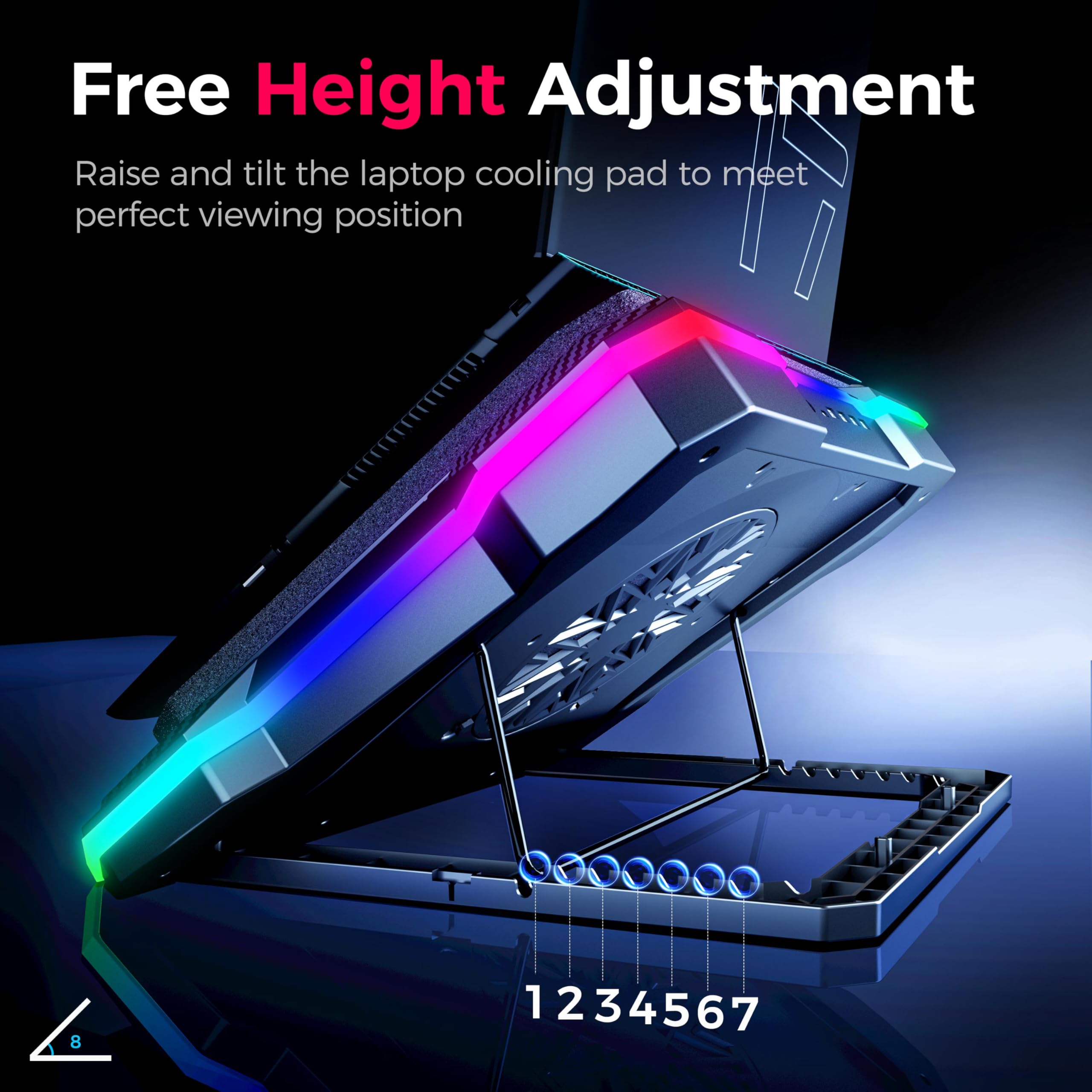 Foto 5 pulgar | Almohadilla De Refrigeración Para Portátil Aicheson Gaming Rgb Con Ventilador De 15 A 19 Pulgadas - Venta Internaciona