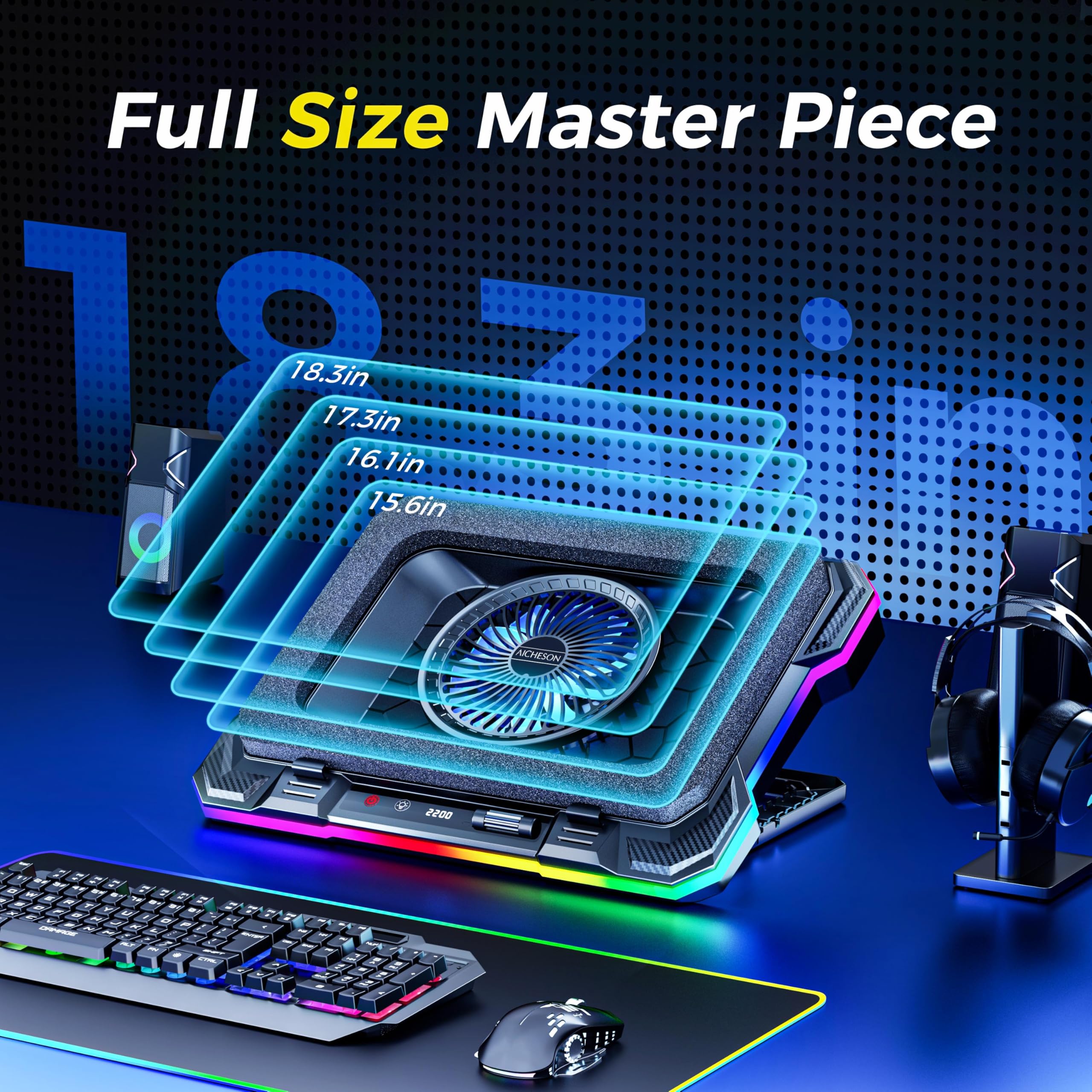 Foto 7 pulgar | Almohadilla De Refrigeración Para Portátil Aicheson Gaming Rgb Con Ventilador De 15 A 19 Pulgadas - Venta Internaciona