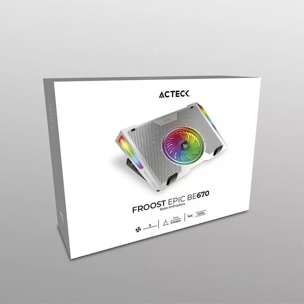 Foto 4 pulgar | Base Enfriadora Acteck Froost Epic Be670 Aluminio + Abs 1x Ventilador 125 Mm + 4x Ventiladores 60 Mm 2x Puertos Usb Rgb