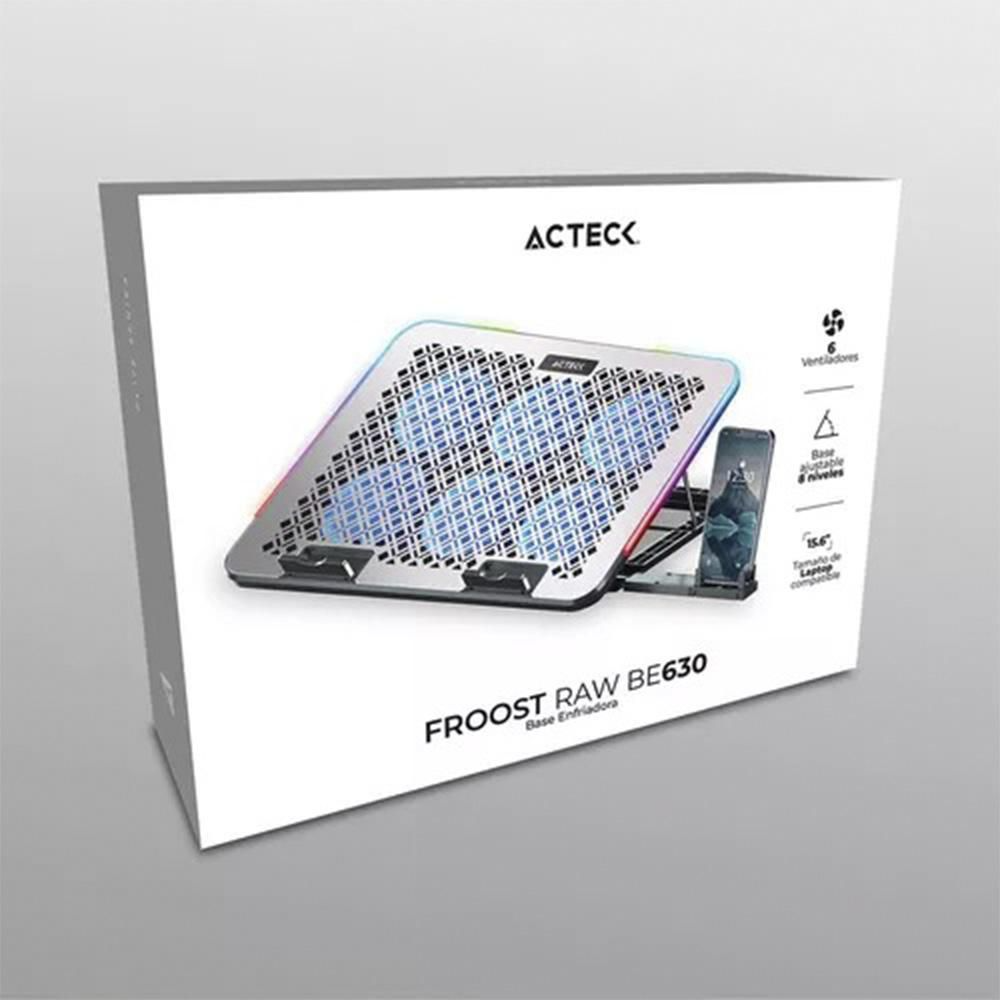 Foto 4 pulgar | Base Enfriadora Acteck Froost Raw Be630 Aluminio + Abs 6x Ventiladores 60 Mm Soporte Para Celular 2x Puertos Usb Rgb