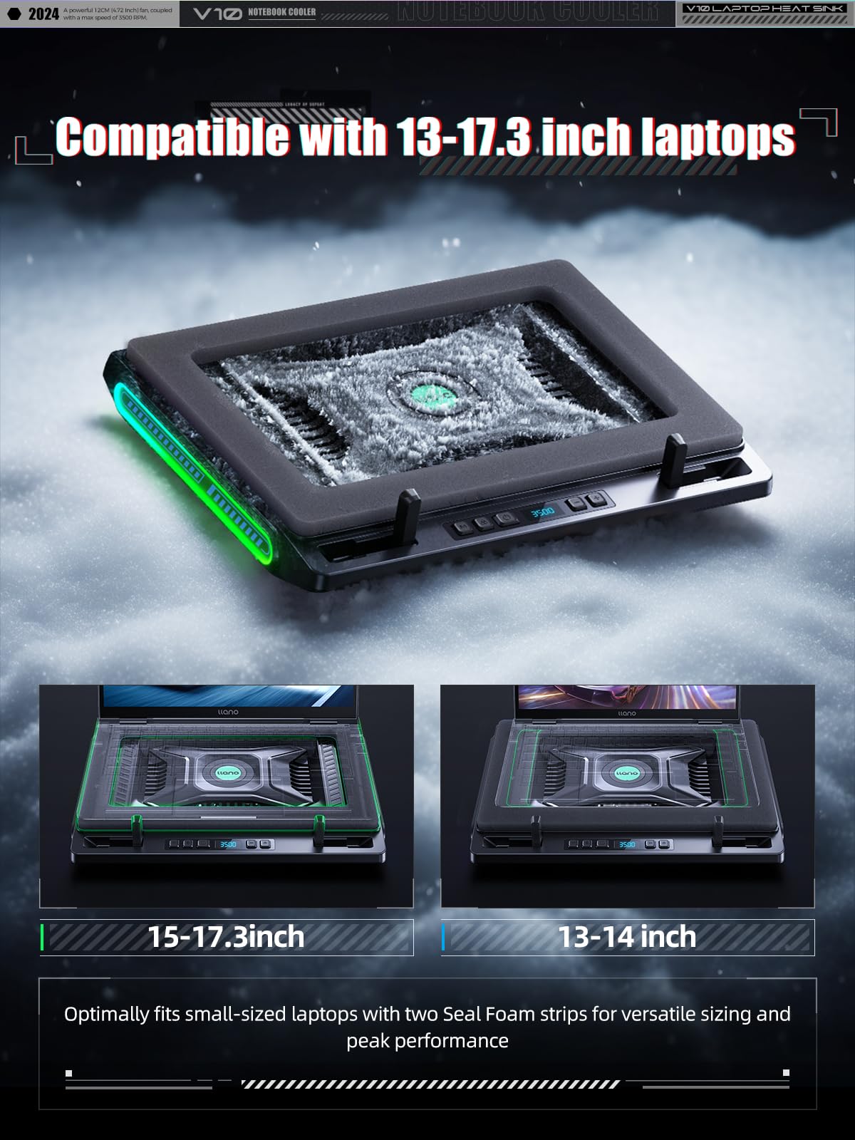 Foto 6 pulgar | Laptop Cooling Pad Llano V10 Para Juegos Con Ventilador De 4,72 Pulgadas, 13-17,3 Pulgadas - Venta Internacional.