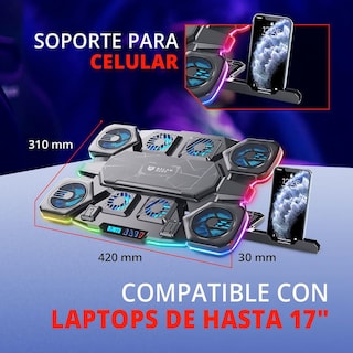 Foto 3 | Base Enfriadora Balam Rush Eolox Cryotech Ef780 Laptop 17 Pulgadas 8 Fan Negro Br-941112