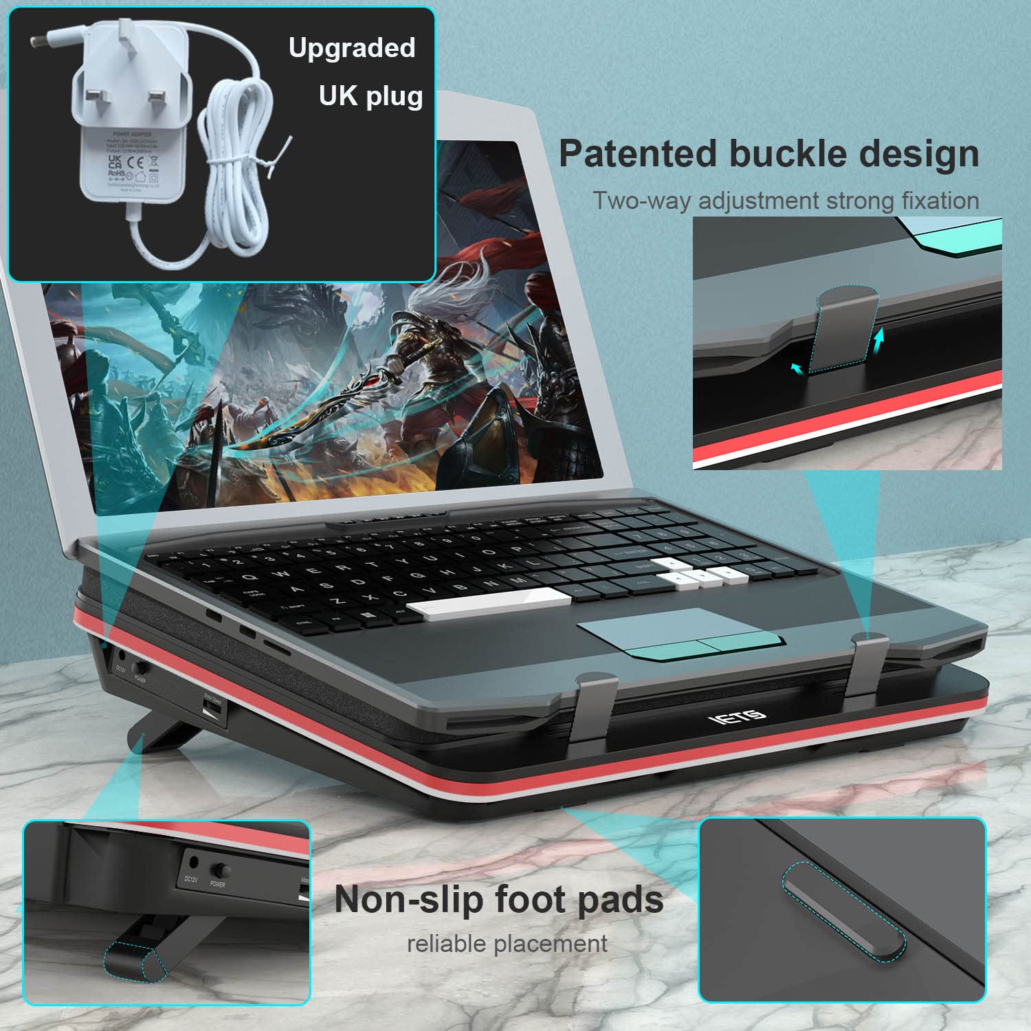 Foto 7 pulgar | Base Enfriadora Iets Gt500 de 17.3" para Laptop-Venta Internacional