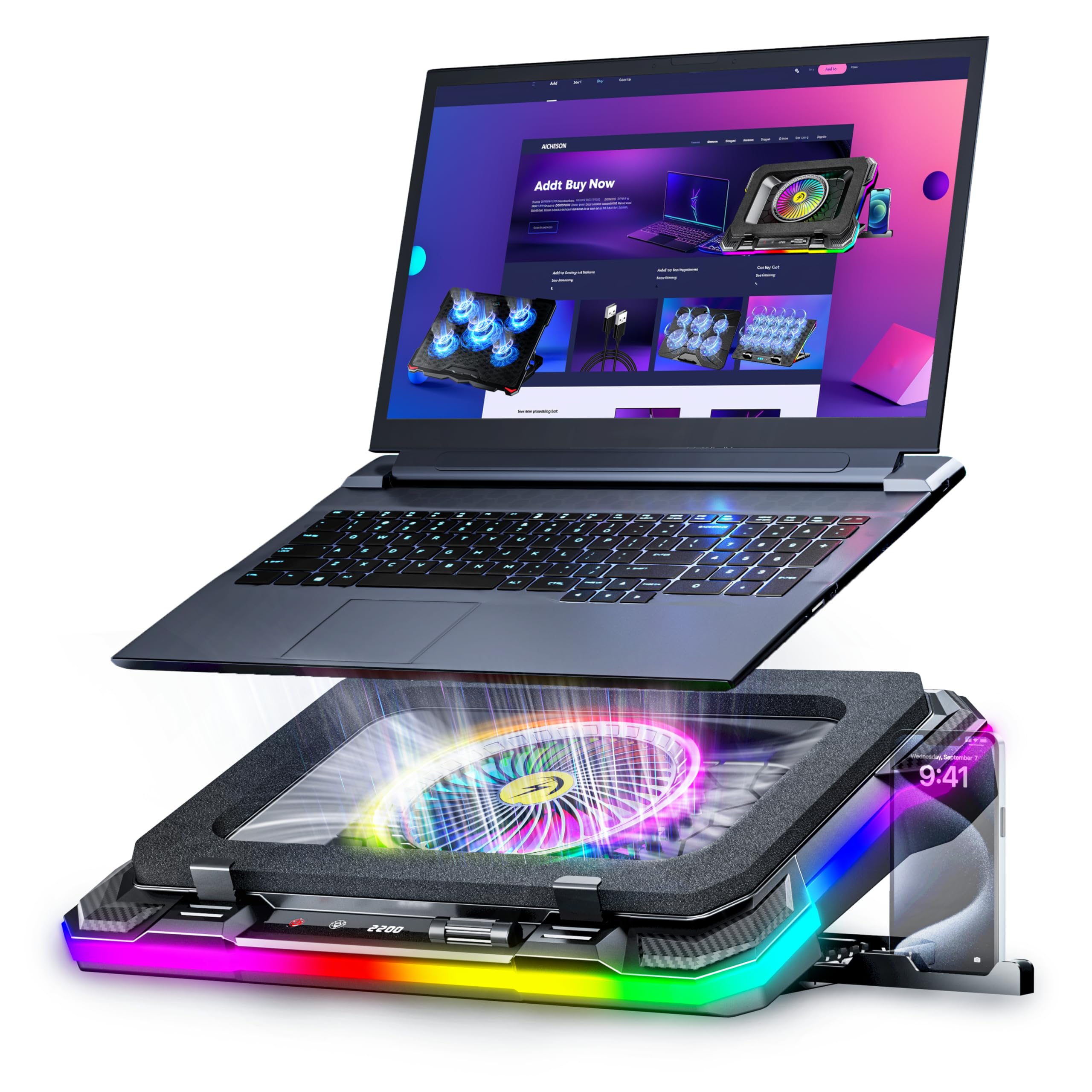 Foto 2 pulgar | Base Enfriadora Aicheson para Laptop de 15 a 19"-Venta Internacional