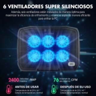 Foto 2 | Base De Refrigeración Para Computadora Portátil Bajo Ruido Eo Safe Imports Esi-9442-1 Negro