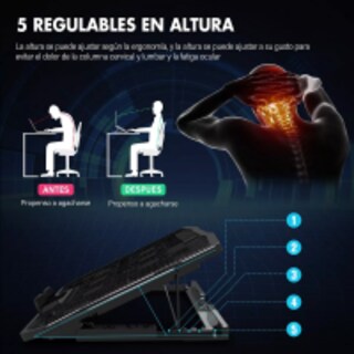 Foto 3 | Base De Refrigeración Para Computadora Portátil Bajo Ruido Eo Safe Imports Esi-9442-1 Negro
