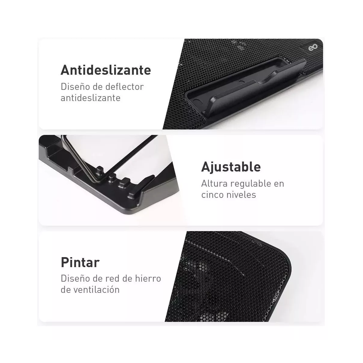 Foto 4 pulgar | Almohadilla De Enfriamiento Para Portátil Con 6 Ventiladores Eo Safe Imports Esi-9439-1 Negro