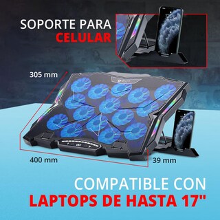 Foto 3 | Base Enfriadora Balam Rush Eolox Frost Ef740 Laptop 17 Pulgadas Altura Ajustable 15 Fan Usb-c Led Br-941136