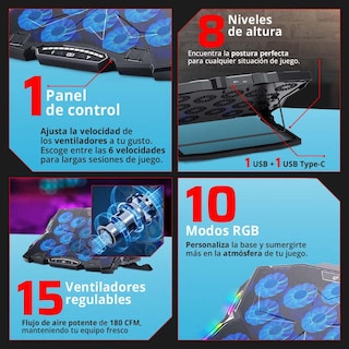 Foto 5 | Base Enfriadora Balam Rush Eolox Frost Ef740 Laptop 17 Pulgadas Altura Ajustable 15 Fan Usb-c Led Br-941136