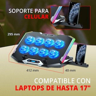 Foto 5 | Base Enfriadora Balam Rush Eolox Frost Pro Ef760 Laptop 17 Pulgadas Altura Ajustable 8 Fan 2xusb Led Br-941129
