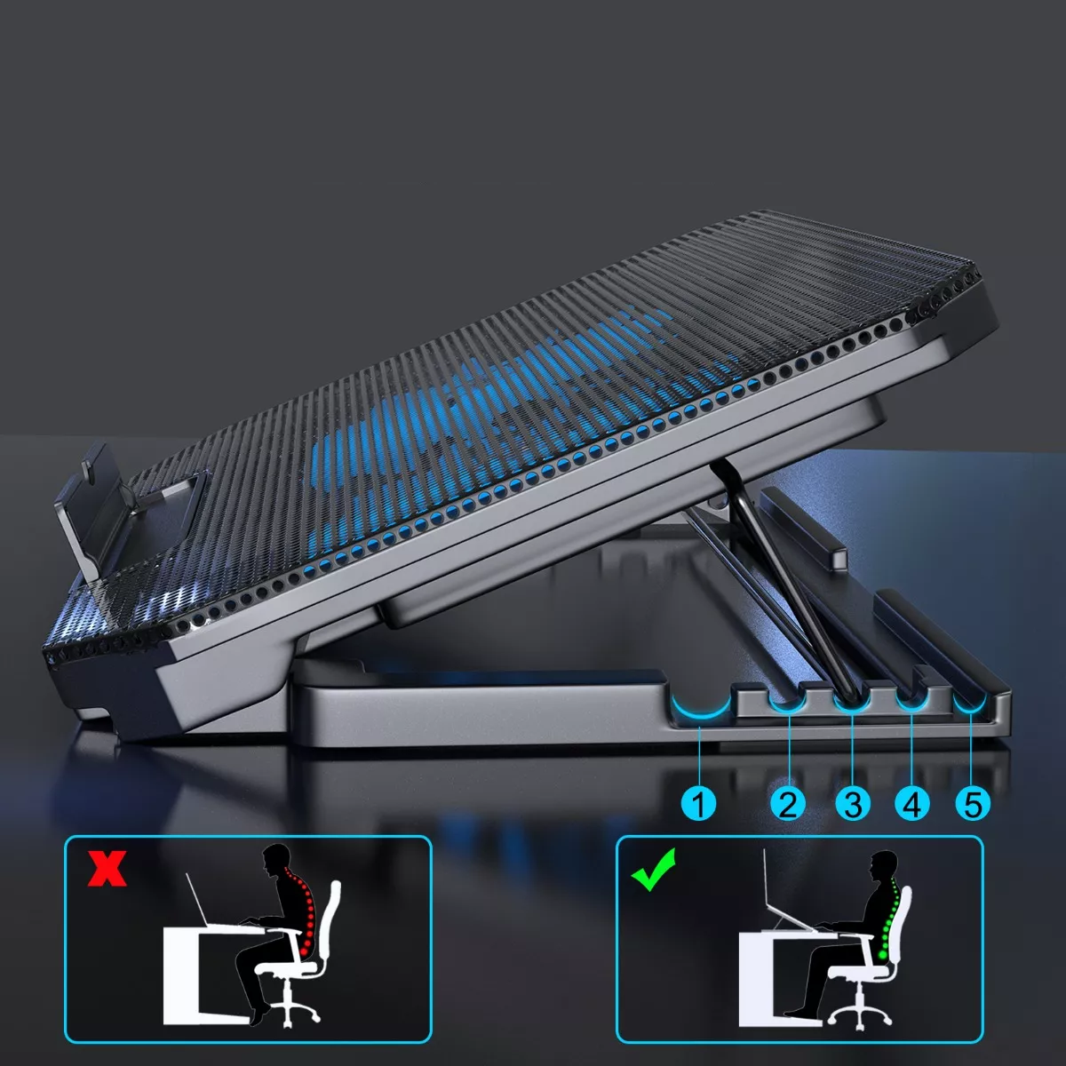 Foto 3 | Alfombrilla De Enfriamiento Para Laptop Con 2 Ventiladores Eo Safe Imports Esi-9445-1 Negro