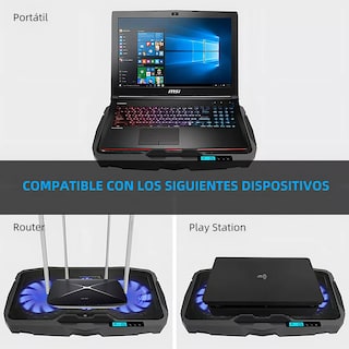 Foto 3 | Base Enfriadora Laptop Ajustable 4 Ventiladores, 6 Velocidades Eo Safe Imports Esi-19112 Negro