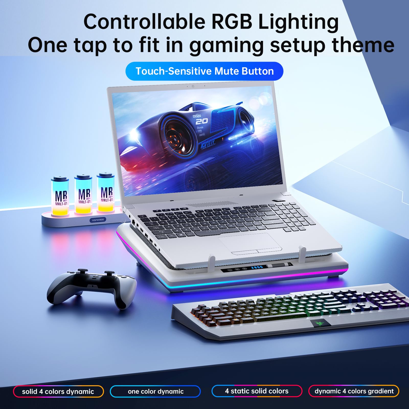 Foto 3 | Almohadilla De Refrigeración Llano Rgb Blanca Para Portátiles De 15 A 19 Pulgadas - Venta Internacional.