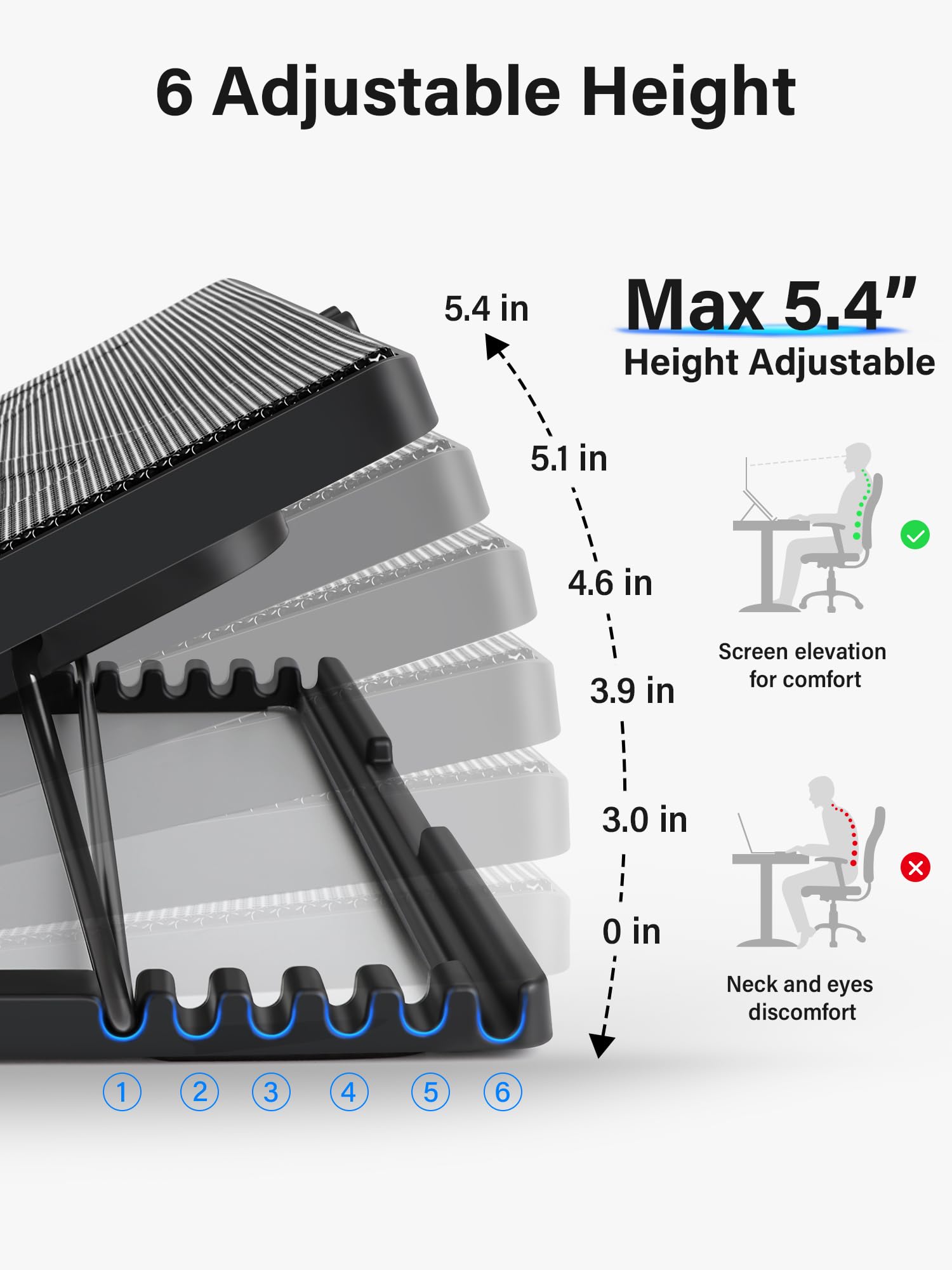 Foto 4 pulgar | Almohadilla De Refrigeración Para Portátil Kootek Con 5 Ventiladores Silenciosos De 12 A 17 Pulgadas - Venta Intern