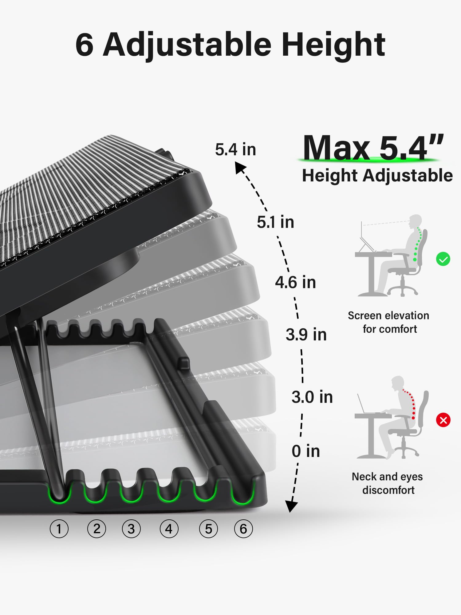 Foto 4 pulgar | Almohadilla De Refrigeración Kootek Para Portátil De 12 A 17 Pulgadas Con 5 Ventiladores  Color Verde - Venta Inte
