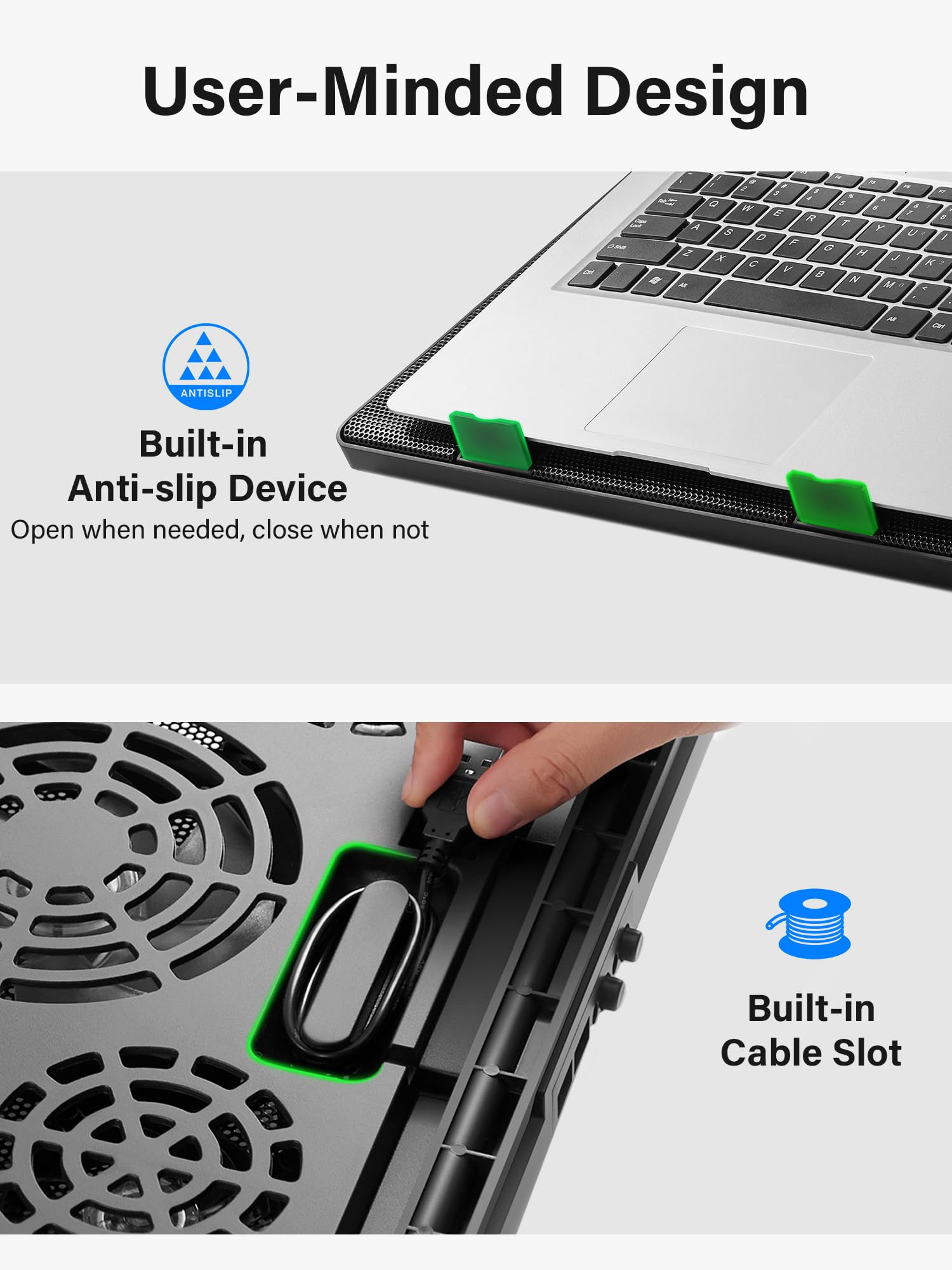Foto 7 pulgar | Almohadilla De Refrigeración Kootek Para Portátil De 12 A 17 Pulgadas Con 5 Ventiladores  Color Verde - Venta Inte