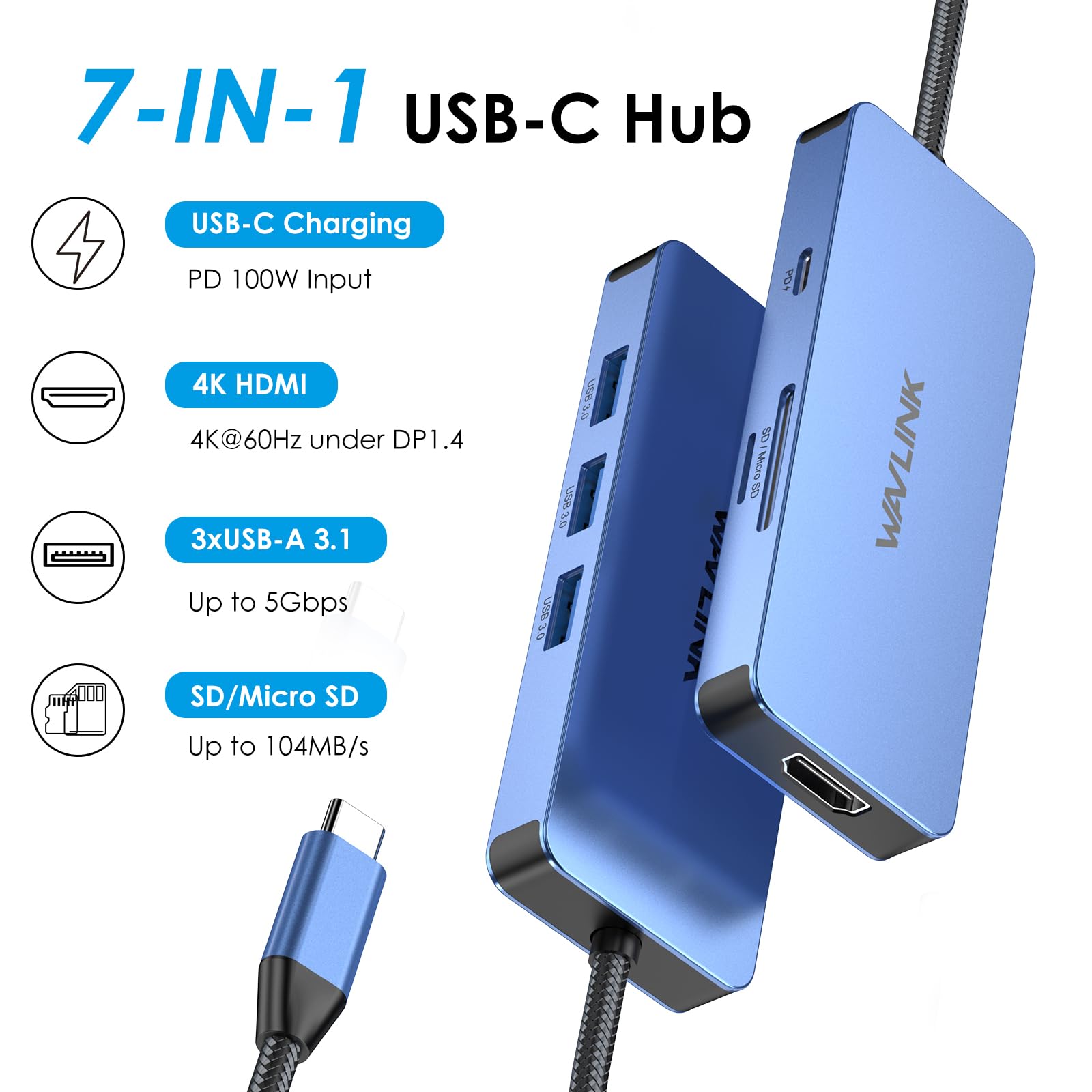 Foto 3 pulgar | Estación de Acoplamiento USB C Wavlink con HDMI 4K y Carga de 100W