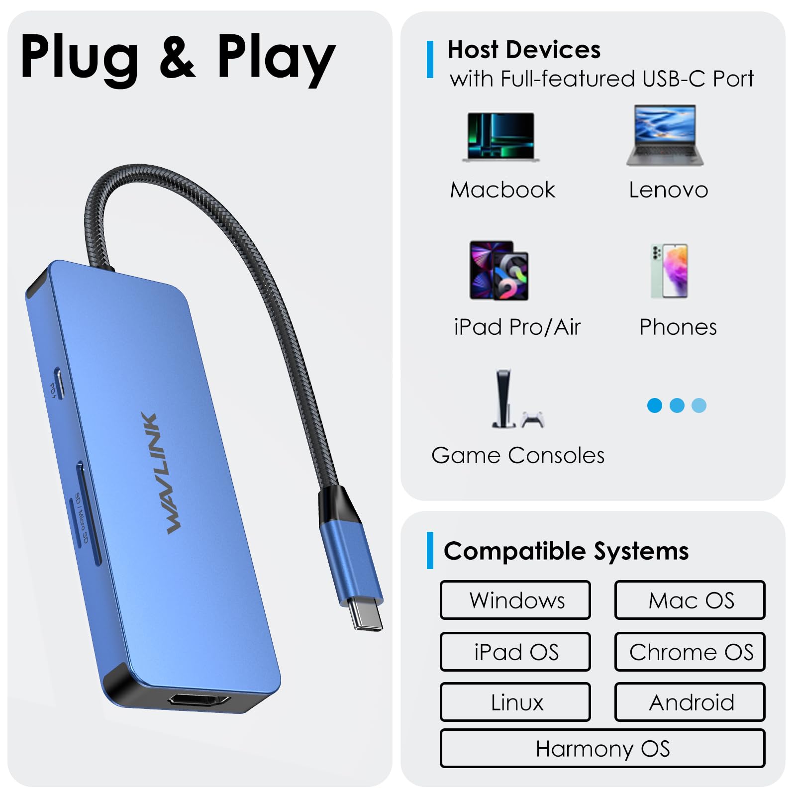 Foto 6 pulgar | Estación de Acoplamiento USB C Wavlink con HDMI 4K y Carga de 100W