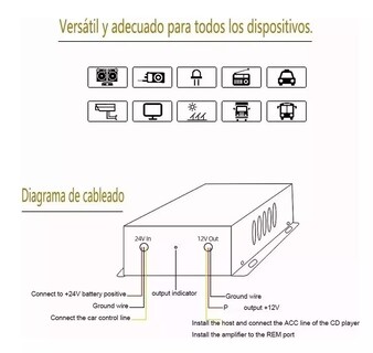 Foto 3 | Convertidor Inversor De Voltaje De 24 V A 12 V Belug Transformador Negro