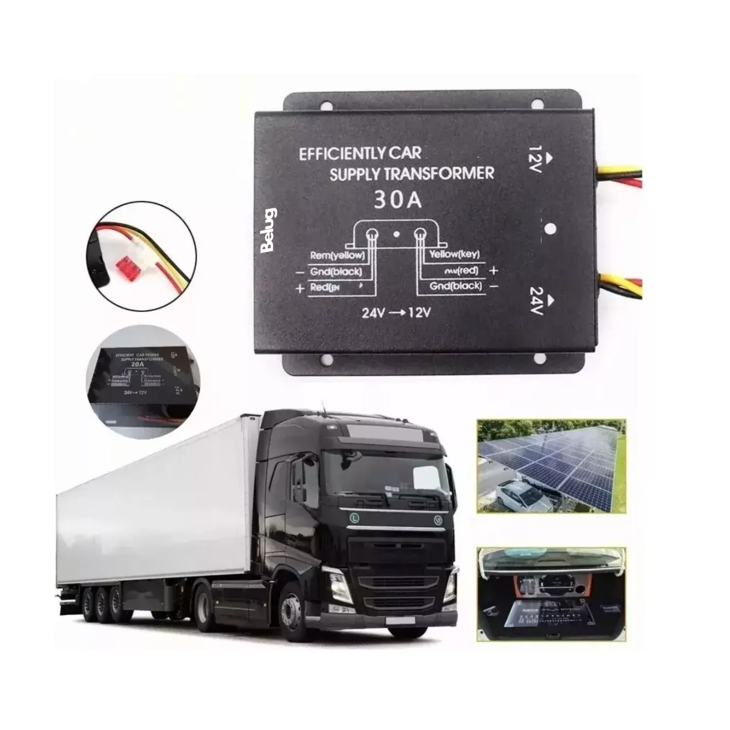Foto 5 | Convertidor Inversor De Voltaje De 24 V A 12 V Belug Transformador Negro