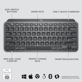 Foto 5 | Logitech Mx Keys Mini Teclado Minimalista Inalámbrico Iluminado Compacto, Bluetooth, Retroiluminado, Usb-c, Com