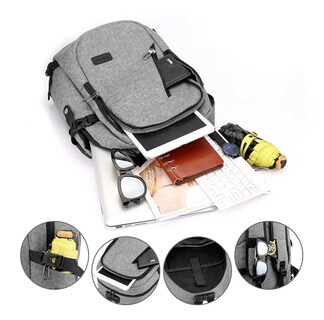 Foto 2 | Mochila Fashion para Laptop con Carga USB color Gris