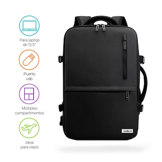 Foto 2 | Mochila Para Laptop Antirrobo Extra Grande Con Puerto Usb, Redlemon, 80874. Negro