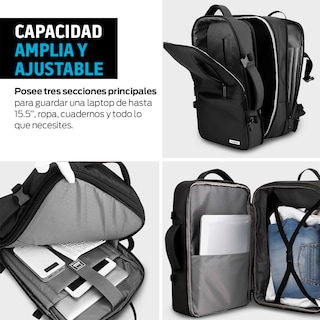 Foto 3 | Mochila Para Laptop Antirrobo Extra Grande Con Puerto Usb, Redlemon, 80874. Negro
