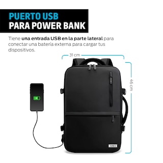 Foto 6 | Mochila Para Laptop Antirrobo Extra Grande Con Puerto Usb, Redlemon, 80874. Negro