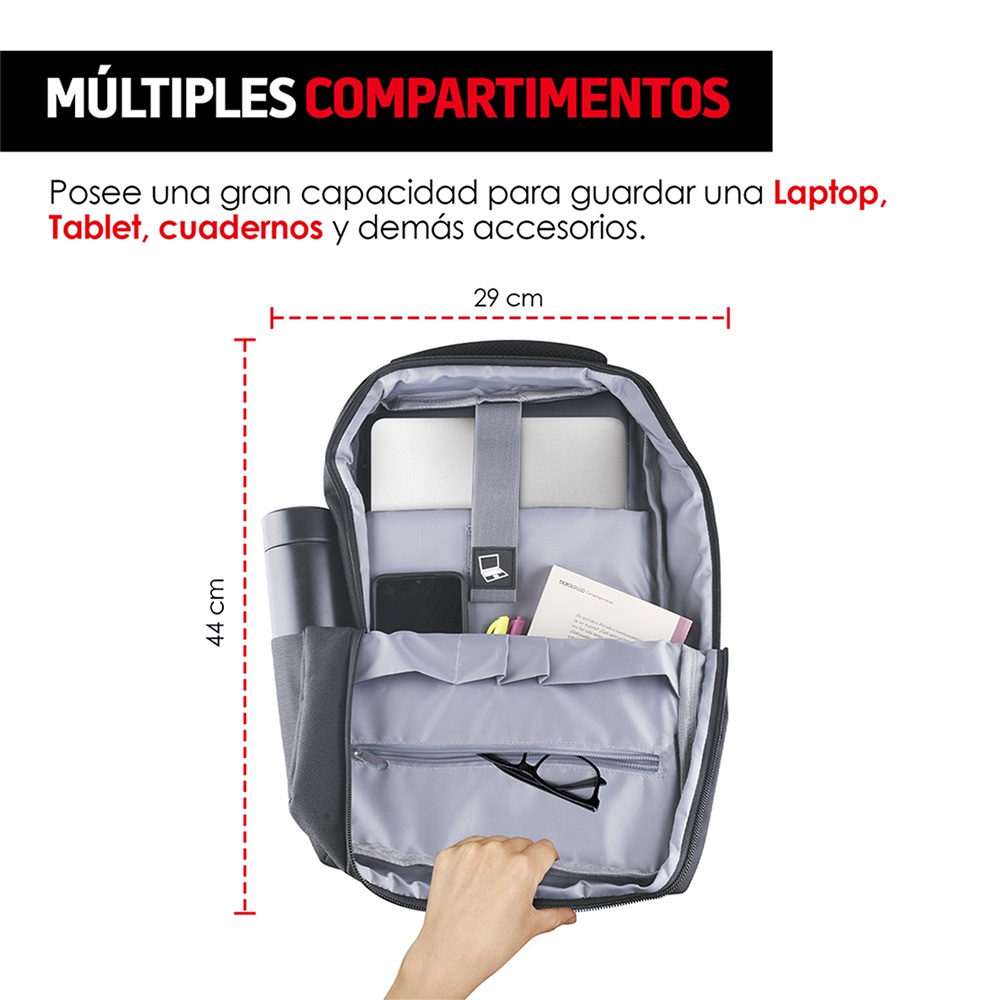 Foto 4 pulgar | Mochila Para Laptop Antirrobo Contra Agua Puerto USB, Redlemon, 80876 color Negro