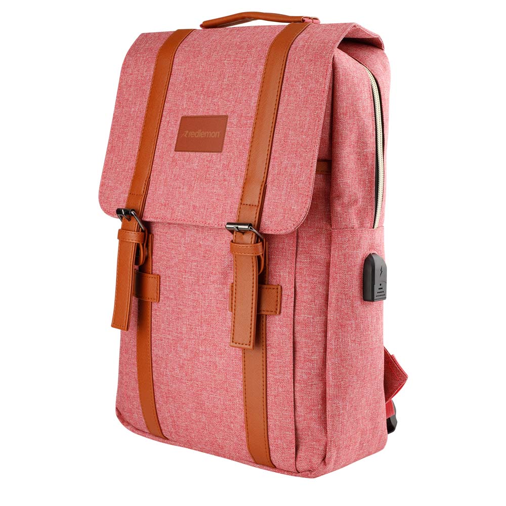 Mochila Para Laptop Escolar Y Ejecutiva Estilo Vintage Con Puerto USB Para Power Bank Vintage, Redlemon, 79997 color Ro