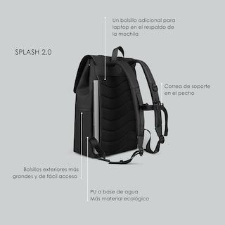 Foto 4 | Mochila Gastón Luga Spläsh Negro 2.0 20 L para Laptop de 16''