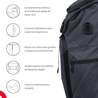 Foto 5 | Mochila Techzone Glory para Laptop 15.6 con Puerto Usb Gris